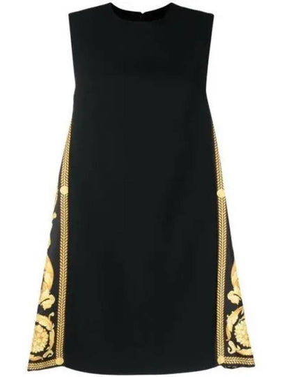 Barocco Panel Shift Short Dress Black - VERSACE - BALAAN 2