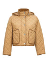 Women's Cropped Quilted Hoodie Jacket Archives Beige - BURBERRY - BALAAN 2