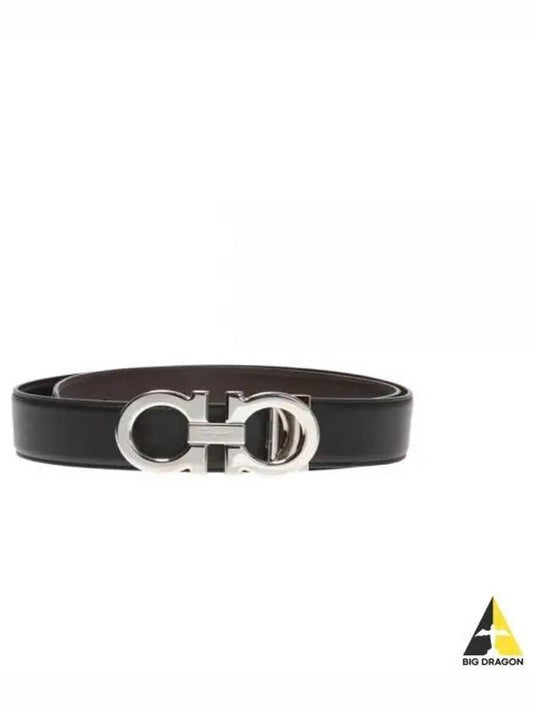 Reversible Gancini Leather Belt Black - SALVATORE FERRAGAMO - BALAAN 2