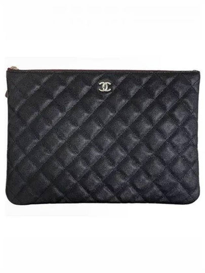 Medium Classic Clutch Bag Caviar Leather & Silver Black - CHANEL - BALAAN 2