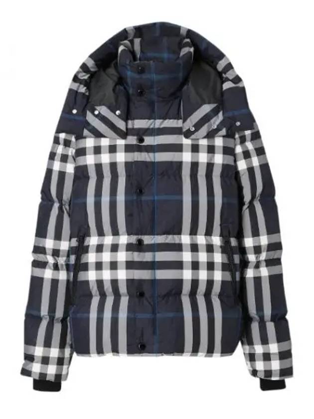 Larrick Check Hooded Padding Navy - BURBERRY - BALAAN 2