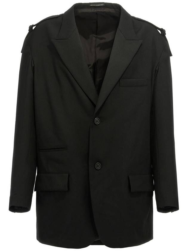 Yohji Yamamoto Single-Breasted Blazer With Strap Detail - YOHJI YAMAMOTO - BALAAN 1