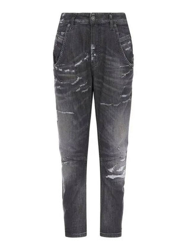 Women s Destroyed Dark Washed Denim Pants BOYFRIEND Black - DIESEL - BALAAN 1