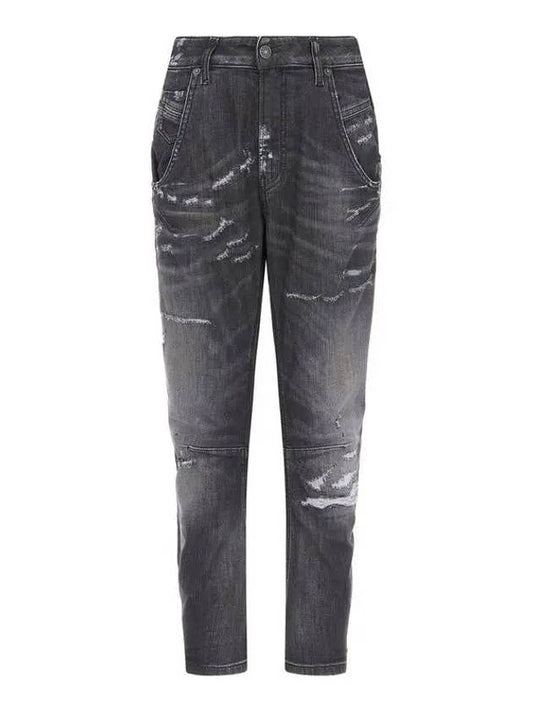 Women s Destroyed Dark Washed Denim PantsBOYFRIEND Black - DIESEL - BALAAN 1