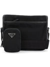 Triangle Logo Re-Nylon Saffiano Leather Cross Bag Black - PRADA - BALAAN 5