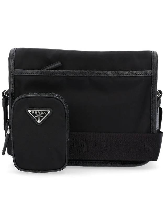 Triangle Logo Re-Nylon Saffiano Leather Cross Bag Black - PRADA - BALAAN 5