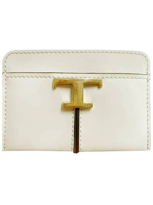 Logo Decorated Leather Card Wallet White - TOD'S - BALAAN 2