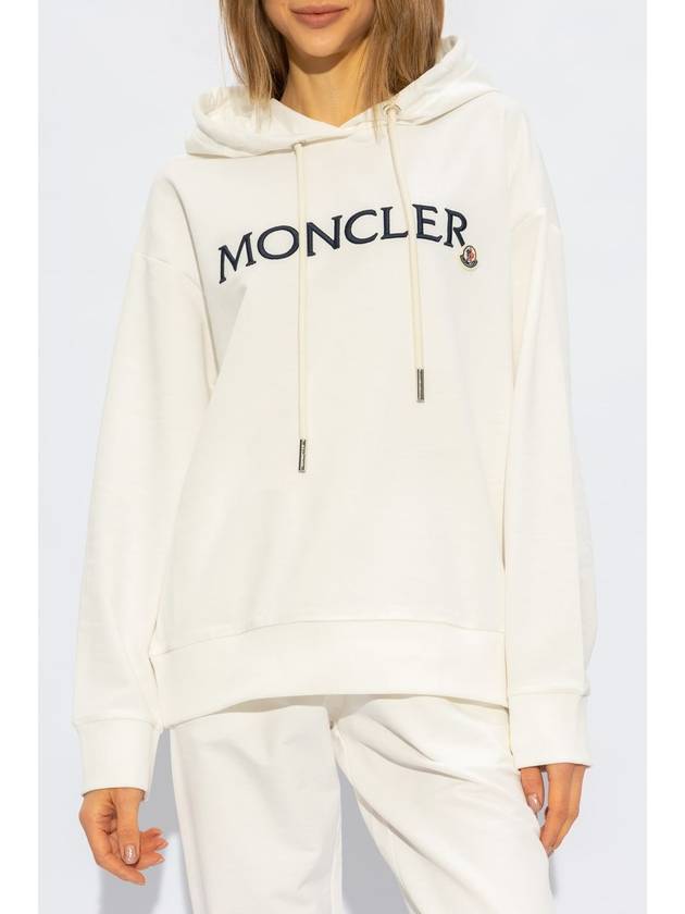 Embroidered Logo Hoodie White - MONCLER - BALAAN 4