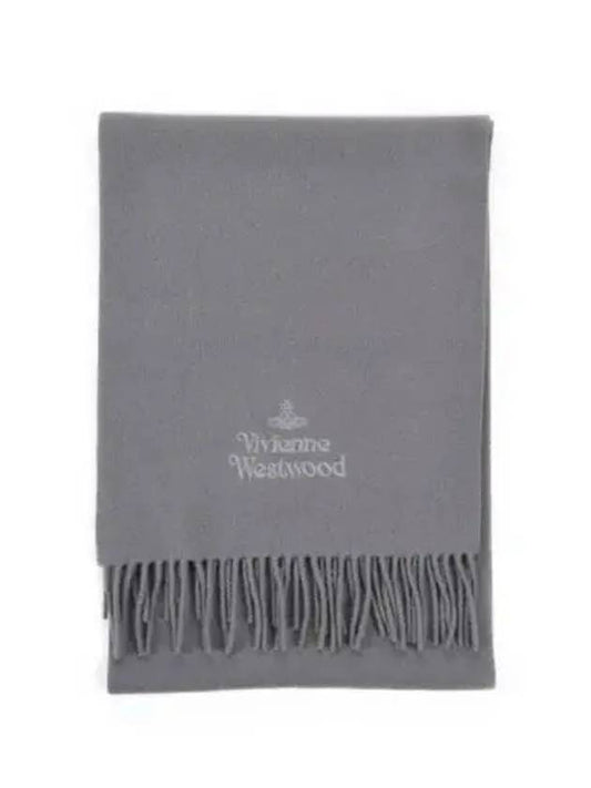 Logo Wool Fringe Muffler Grey - VIVIENNE WESTWOOD - BALAAN 2