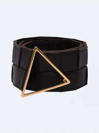 Intrecciato Triangle Buckle Leather Belt Brown - BOTTEGA VENETA - BALAAN 2