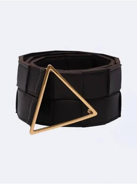 Intrazzato Triangle Buckle Leather Belt - BOTTEGA VENETA - BALAAN.