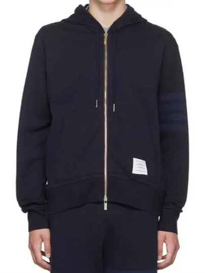 Men's Diagonal Armband Loopback Relaxed Fit Zip Up Hoodie Navy - THOM BROWNE - BALAAN 2