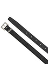 Men's Monogram Silver Buckle Leather Belt Black - SAINT LAURENT - BALAAN 4