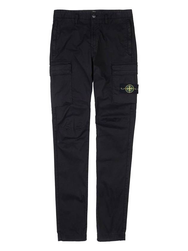 Stretch Cotton Gabardine Garment Dyed Cargo Straight Pants Black - STONE ISLAND - BALAAN 10