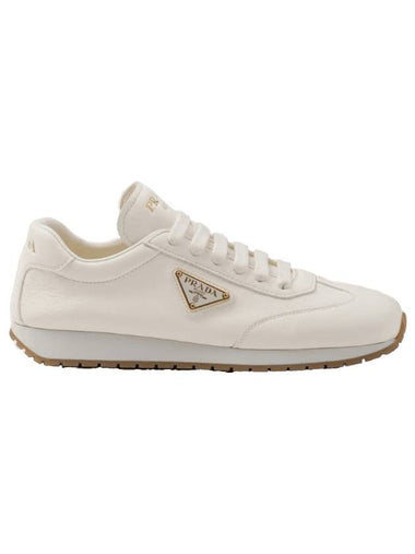 Leather Low Top Sneakers Ivory - PRADA - BALAAN 1