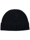 Logo Patch Wool Beanie Black - STONE ISLAND - BALAAN 3