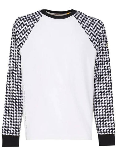 Houndstooth Fragment Print Long Sleeve T-Shirt Black White - MONCLER - BALAAN 1