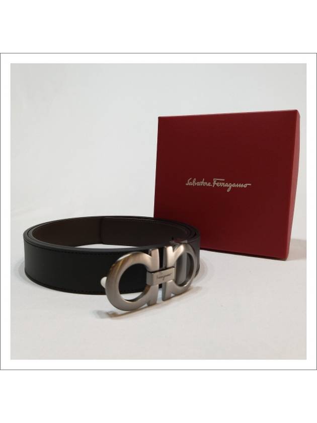 Gancini Reversible Adjustable Leather Belt Black Dark Brown - SALVATORE FERRAGAMO - BALAAN 10