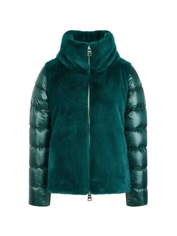 Women s fur front goose down padded jacket dark green 270156 - HERNO - BALAAN 1