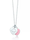 Double Heart Tag Pendant Necklace Silver Pink - TIFFANY & CO. - BALAAN.