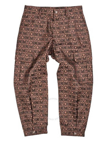 Moschino Men's Brown/Black Allover Monogrammed Cargo Trousers, Brand Size 50 (US Size 34) - MOSCHINO - BALAAN 1