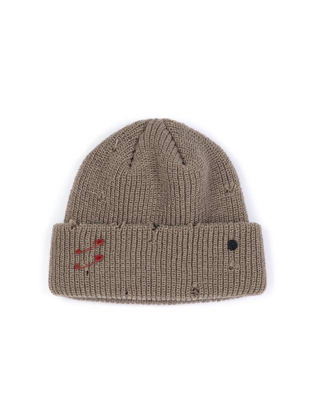 Ripped Custom Short Beanie Dark Beige - BLACKBLOND - BALAAN 2