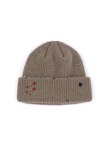 BBD Ripped Custom Short Beanie Dark Beige - BLACKBLOND - BALAAN 1