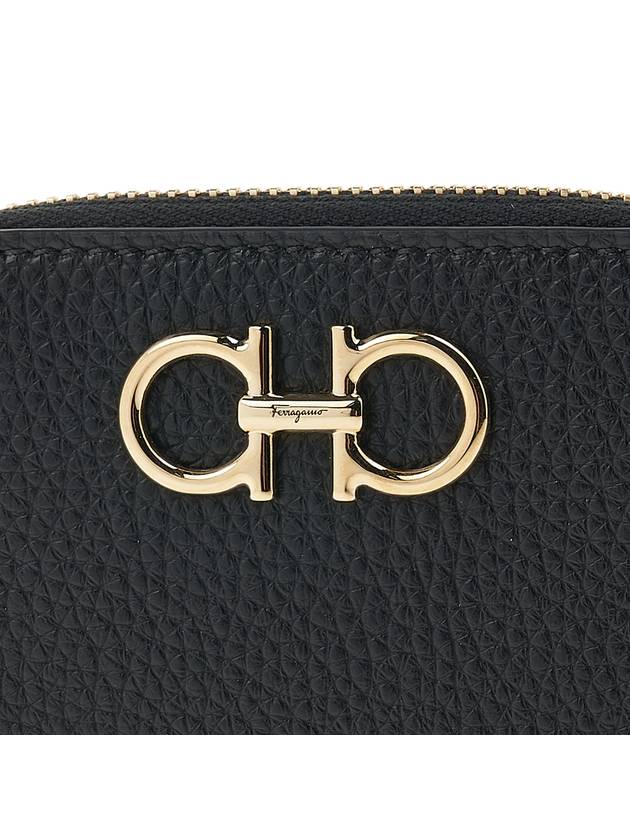 Women's Gancini Logo Zipper Card Wallet Black - SALVATORE FERRAGAMO - BALAAN 7