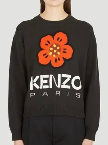 Paris Poppy Comfort Flower Jacquard Sweater FD52PU3803LC 99 - KENZO - BALAAN 1