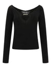 Le haut Pralu Logo Detail Cut-Out Viscose Knit Top Black - JACQUEMUS - BALAAN 2