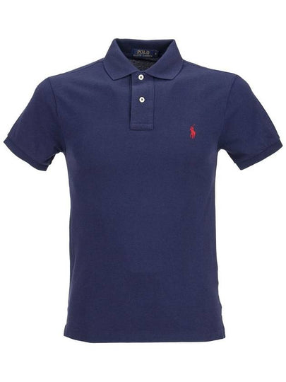 Men's Pony Slim Fit Short Sleeve Polo Shirt Navy - POLO RALPH LAUREN - BALAAN 2