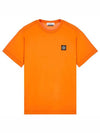 Logo Patch Short Sleeves T-Shirt Orange - STONE ISLAND - BALAAN 2