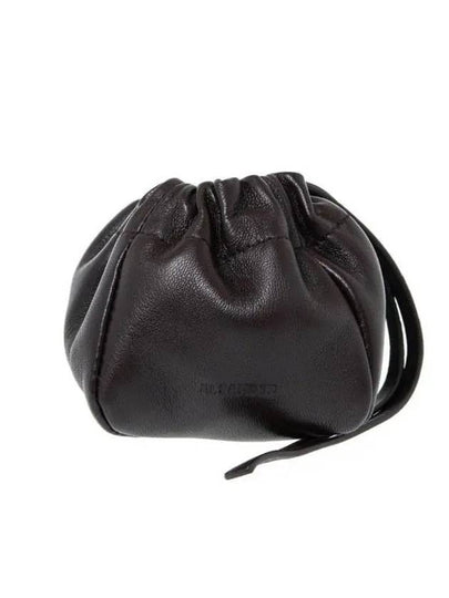 Ripple Drawstring Leather Pouch Bag Black - JIL SANDER - BALAAN 2