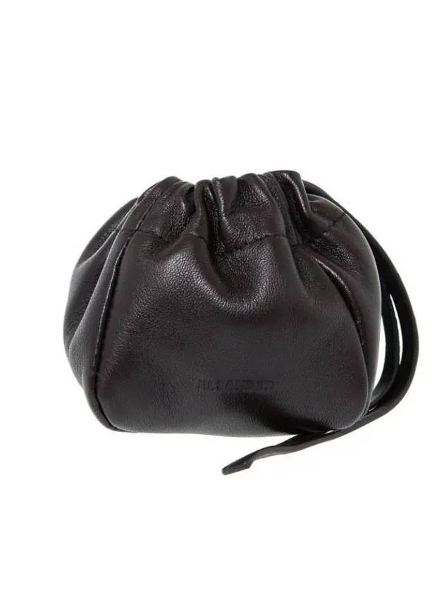 Ripple Drawstring Leather Pouch Bag Black - JIL SANDER - BALAAN 3