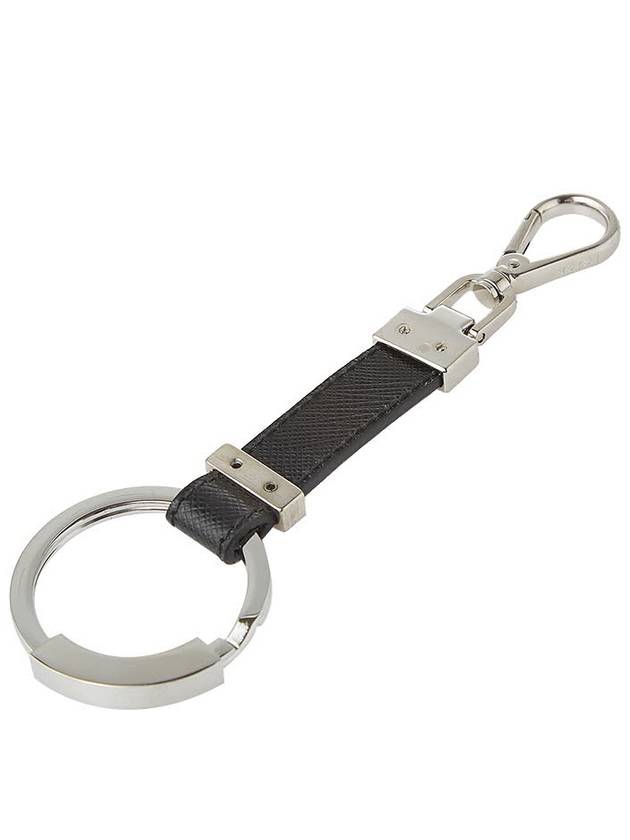 Saffiano Leather Key Holder Black - PRADA - BALAAN 4