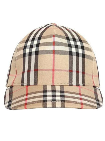 Back Logo Patch Vintage Check Ball Cap Beige - BURBERRY - BALAAN.