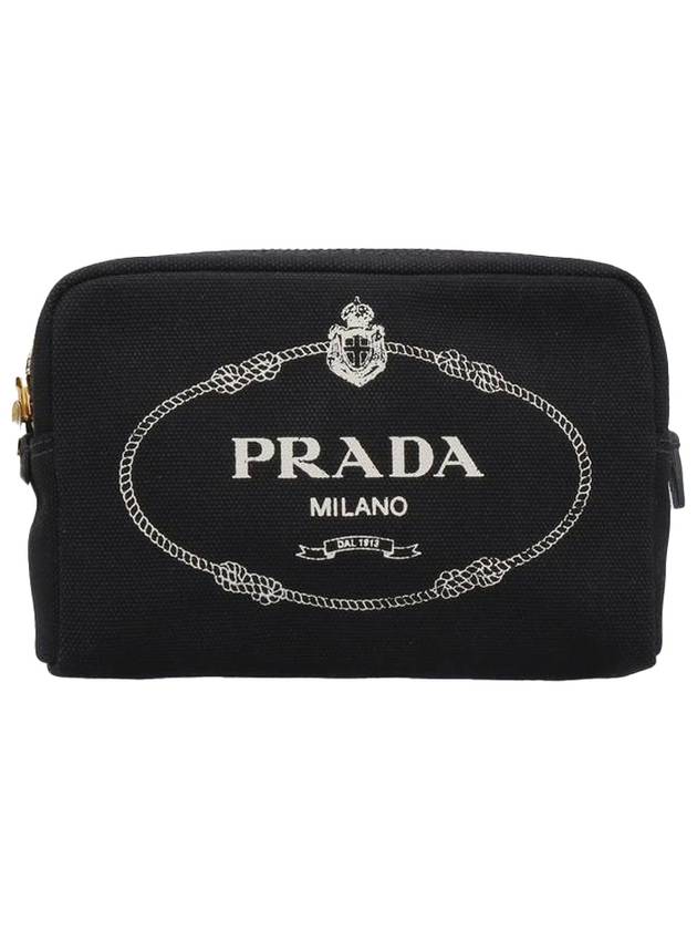 Logo Canapa Pouch Bag Black - PRADA - BALAAN 1