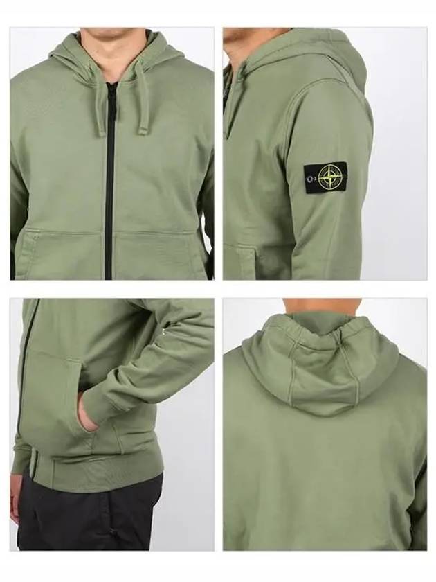 Wappen Patch Cotton Hooded Zip Up Sage - STONE ISLAND - BALAAN 4