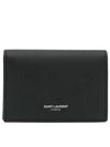 Business Flap in Grain De Poudre Embossed Leather Card Wallet Black - SAINT LAURENT - BALAAN 2