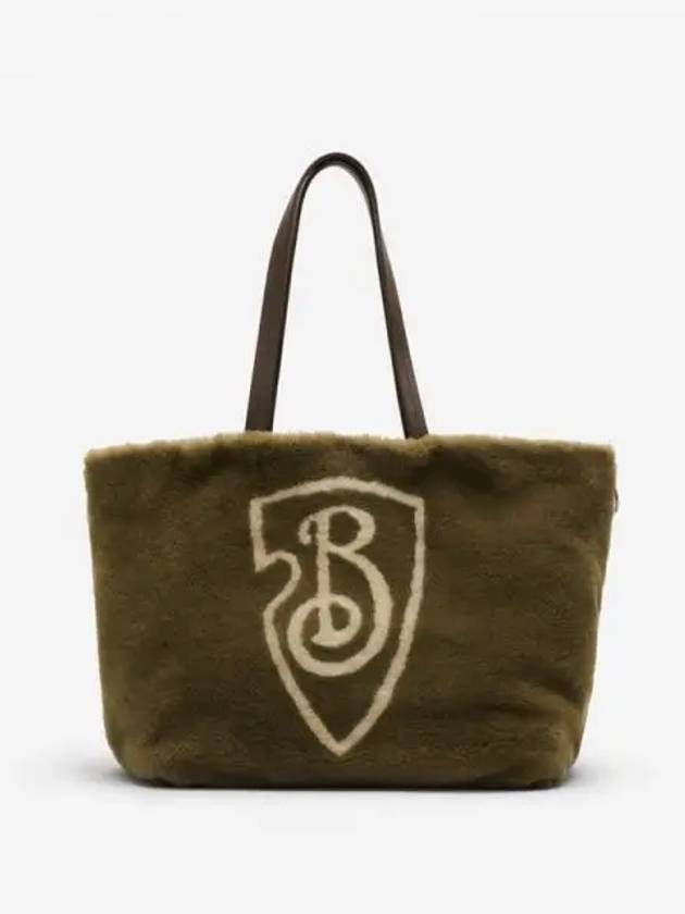 B Shield Tote Olive Cream 314986 - BURBERRY - BALAAN 1