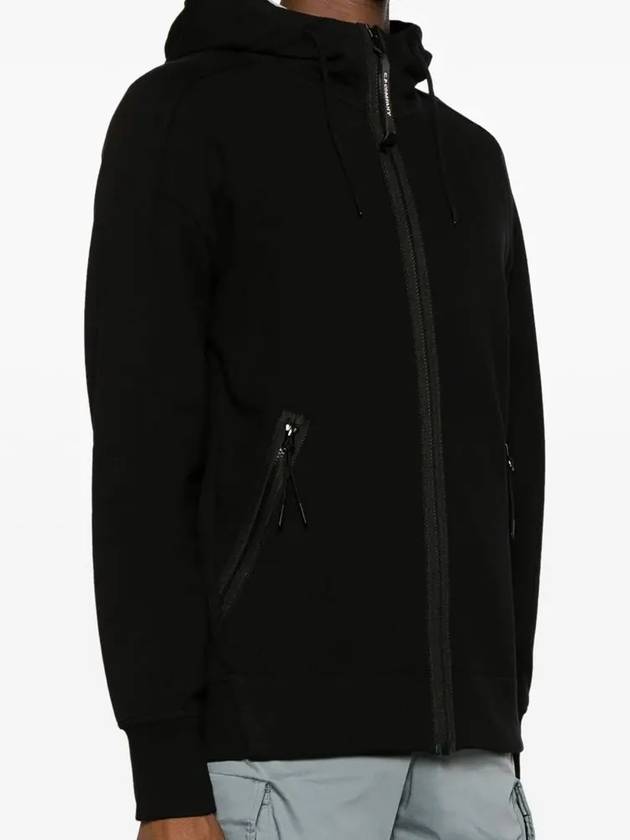 Diagonal Raised Fleece Goggle Hooded Jacket Black - CP COMPANY - BALAAN 4