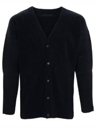 V-Neck Pleated Cardigan Navy - ISSEY MIYAKE - BALAAN 2