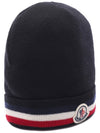 Men s Logo Three Stripe Wool Beanie 3B00068 A9575 999 24F - MONCLER - BALAAN 3