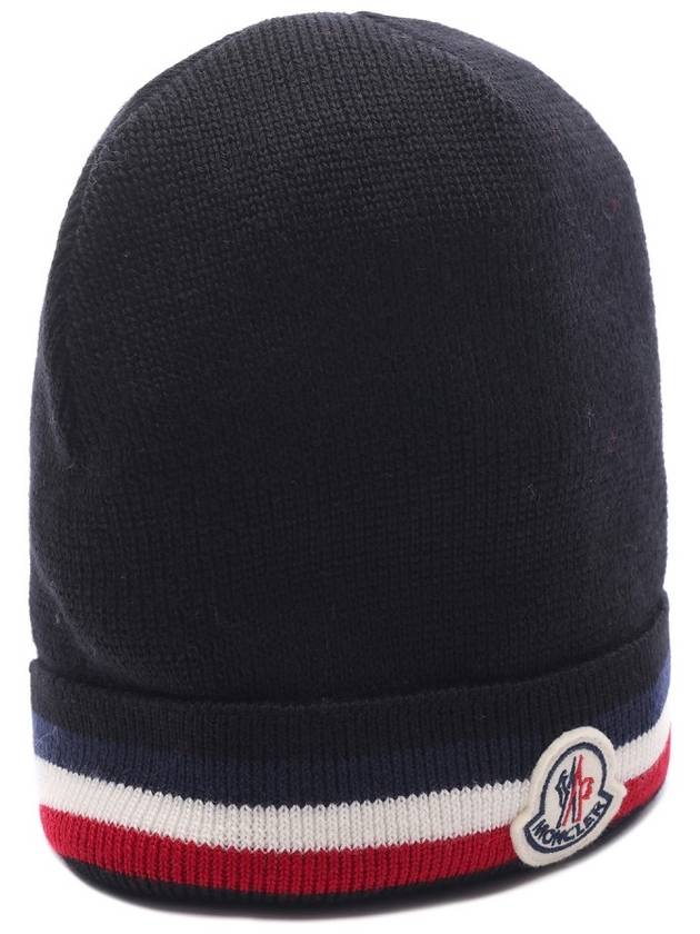 Men s Logo Three Stripe Wool Beanie 3B00068 A9575 999 24F - MONCLER - BALAAN 3