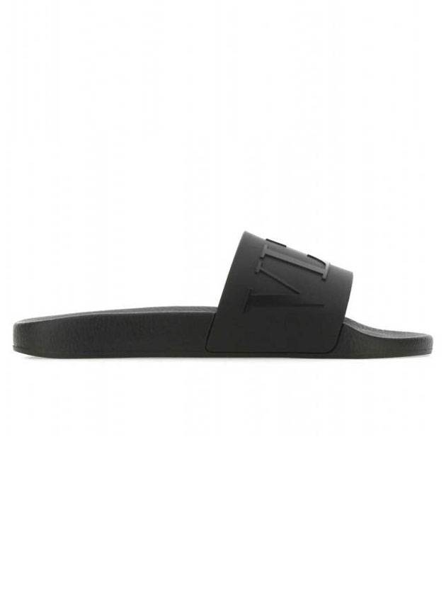 Men's VLTN Logo Slippers Black - VALENTINO - BALAAN.