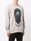 Men's mask graphic printing warm gray sweatshirt NUW21246 655 - IH NOM UH NIT - BALAAN 3