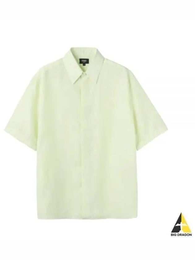 FF Logo Monogram Silk Short Sleeve Shirt Green - FENDI - BALAAN 2