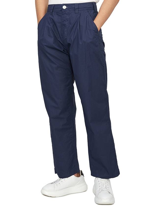 Marina Mid Rise Cotton Canvas Wide Pants Royal Blue - STONE ISLAND - BALAAN 5