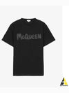 Graffiti Logo Print Short Sleeve T-Shirt Grey Black - ALEXANDER MCQUEEN - BALAAN 2