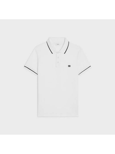 Classic Cotton Pique Polo Shirt Offwhite Black - CELINE - BALAAN 2